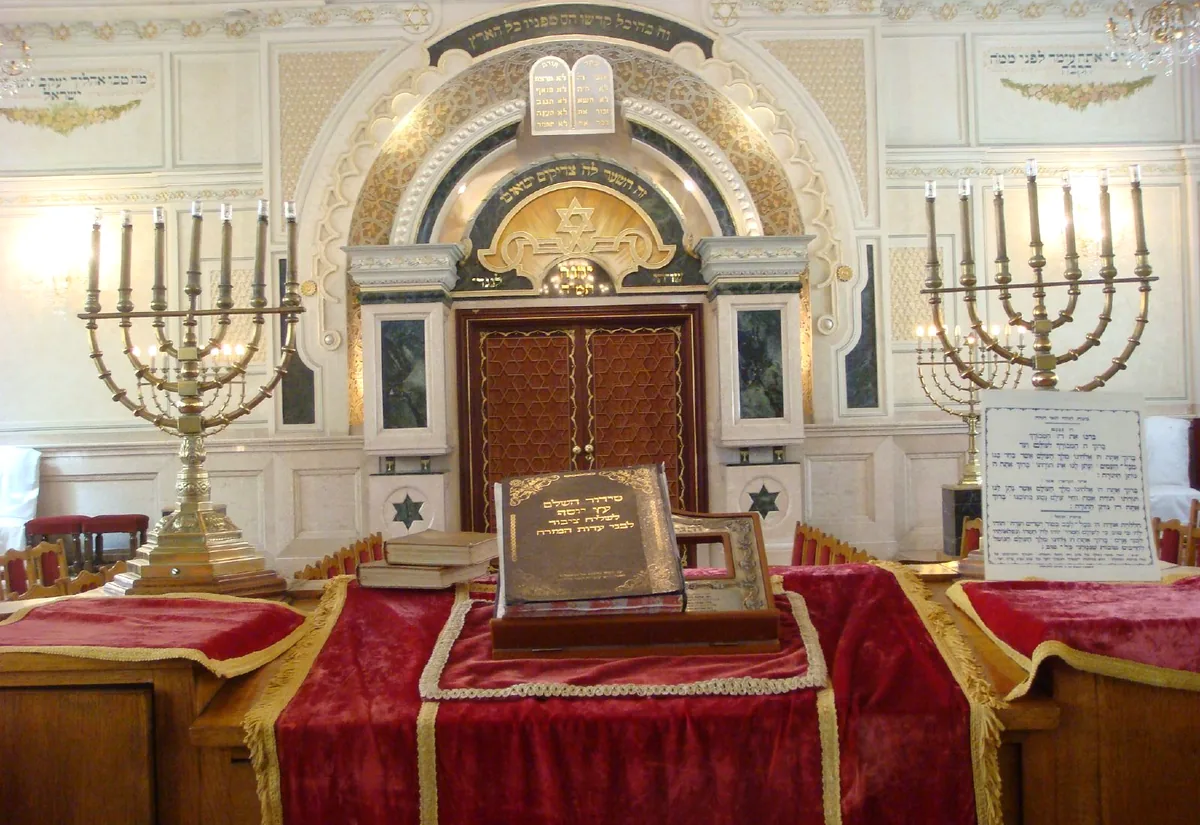The ark and menorahs of the Beth-El synagogue in Casablanca